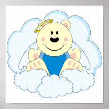 Cutelyn Baby Boy Angel Polar Bear On Clouds Posters