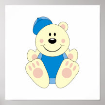 Cutelyn Baby Boy Baseball Polar Bear Poster