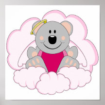 Cutelyn Baby Girl Angel Koala Bear On Clouds Posters