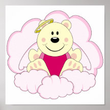 Cutelyn Baby Girl Angel Polar Bear On Clouds Poster