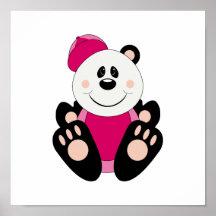 Cutelyn Baby Girl Baseball Panda Bear Posters