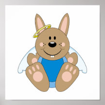 Cutelyn Brown Baby Boy Angel Bunny Posters