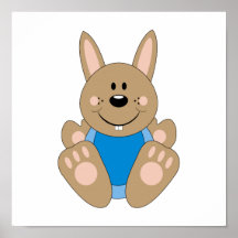 Cutelyn Brown Baby Boy Bunny Posters