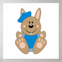 Cutelyn Brown Baby Boy Sailor Bunny Poster