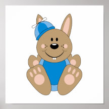 Cutelyn Brown Baby Boy Silly Bunny Posters