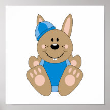 Cutelyn Brown Baby Boy Snow Bunny Poster