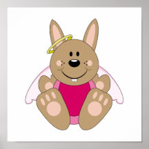 Cutelyn Brown Baby Girl Angel Bunny Posters