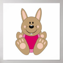 Cutelyn Brown Baby Girl Bunny Posters