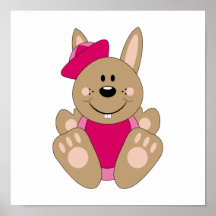 Cutelyn Brown Baby Girl Sailor Bunny Posters