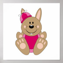 Cutelyn Brown Baby Girl Silly Bunny Print