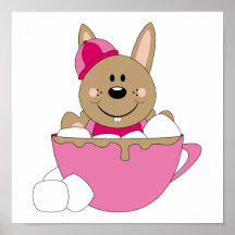 Cutelyn Brown Baby Girl Snow Bunny Mug Print