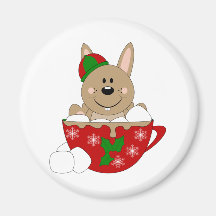 Cutelyn Brown Christmas Mug Bunny Fridge Magnets