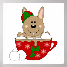 Cutelyn Brown Christmas Mug Bunny Posters