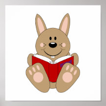 Cutelyn Brown Reading Bunny Poster