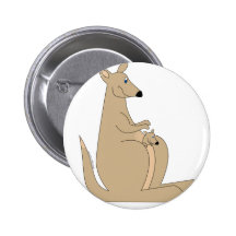 Cutest cartoon kangaroo with baby gifts and tees! button