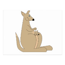 Cutest cartoon kangaroo with baby gifts and tees! post card