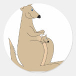 Cutest cartoon kangaroo with baby gifts and tees! round stickers