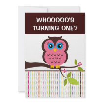 Cutesy Owl Kids Birthday Invitations