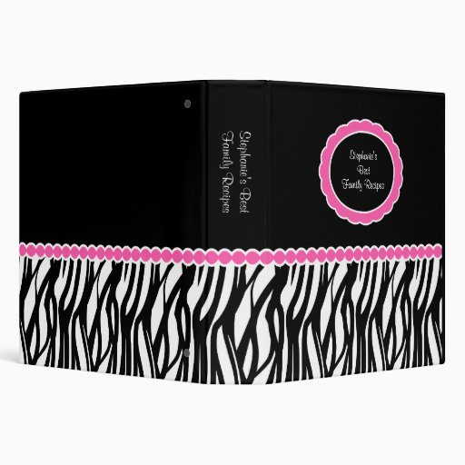 Cutey Zebra Recipe Book Vinyl Binders