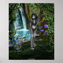 Cutie Anime Kitten Waterfalls 3 Poster