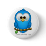 Cutie Blue Tweet Bird Personalized Buttons