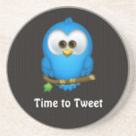 Cutie Blue Tweet Bird Sandstone Coaster