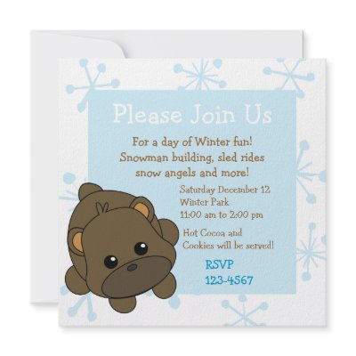 Cutie Brown Bear Custom Invitations by candystore