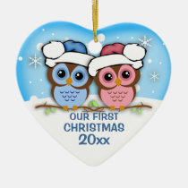 Cutie Owl Couple First Christmas Ornament ornaments