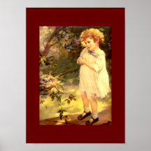 Cutie victorien avec des oiseaux affiches