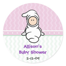 Cutietoots Baby in White Shower Favour Sticker
