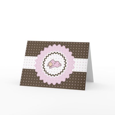 Cutietoots Baby Shower Invitation (pink and brown) Greeting Card by cutietoots