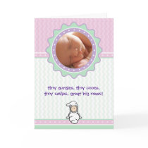 Cutietoots Birth Announcement - Pink/Green - Girl Cards
