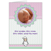 Cutietoots Birth Announcement - Pink/Green - Girl Cards