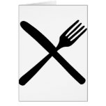 cutlery fork and knife crossed greeting cards