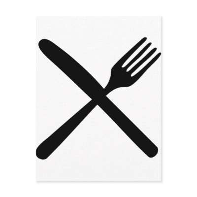 cutlery fork and knife crossed post cards by Tomaniac