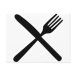 cutlery fork and knife crossed post card