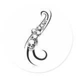 cutsey skull swirl round stickers