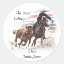 Cutting horse bookplate sticker