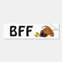 CX- Brown Puppy Dog with Rubber Duck Cartoon Bumper Sticker