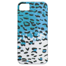 Cyan Blue Leopard Print Pattern Skins iPhone 5 Cases