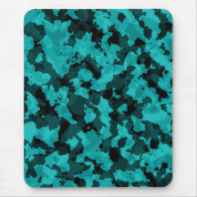 Cyan Camouflage Mouse Pad