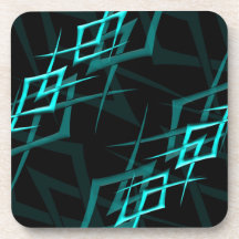 Cyan on Black "Thorn" Coasters