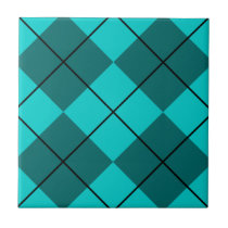Cyan Teal Blue Argyle tiles