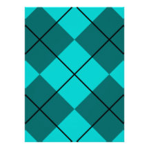 Cyan Teal Blue Argyle Personalized Announcements