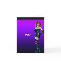 Cyber Girl Birthday RSVP Card