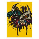 Cyber Skull With Horns Greeting Cards