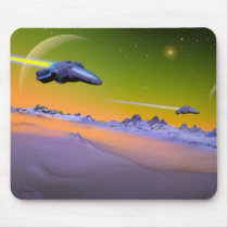 Cyberian flights - retro sci-fi mousepad