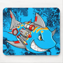 Cyborg Robot Shark with weapons  Mouse Pad