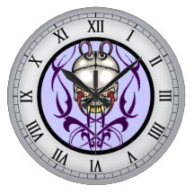 Cyborg Skeleton Skull Wall Clock