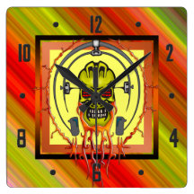 Cyborg Skeleton Skull Wall Clock